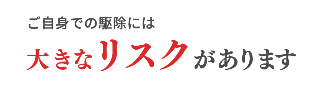 ご自身での駆除には大きなリスクがあります